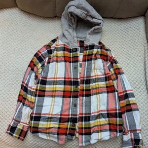 Kids Plaid Hooded Shirt